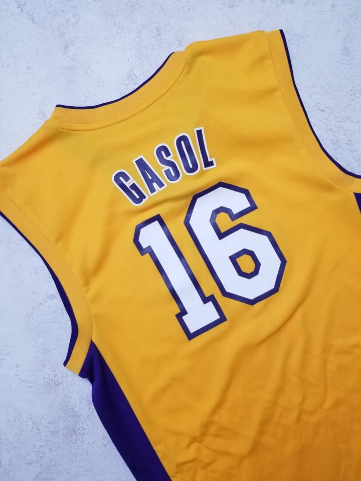 Los Angeles Lakers #16 Pau Gasol Adidas Jersey Shirt Men Size S Tank Yellow 2013 - Image 3 of 4