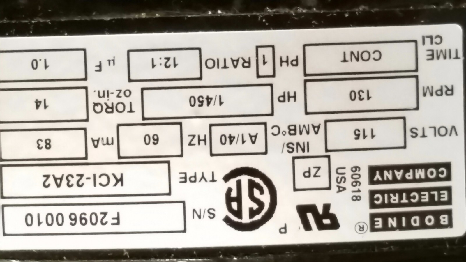 Motor Actuator New KCI-23A2 Bodine Electric Co.