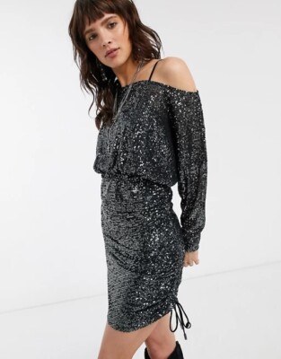 free people giselle sequin mini dress Free People Giselle Mini Dress Black Sequins Party Cocktail Chic XS NWT  $168