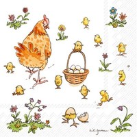 20 Servietten Mother Hen Henne KüKen Bauernhof Tiere Eier Blumen Ostern 33X33Cm