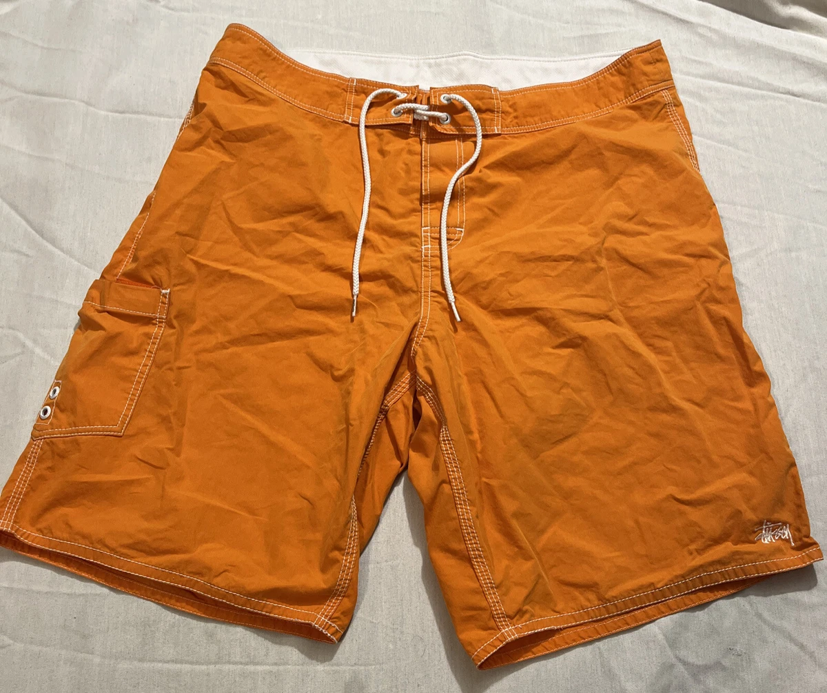 Vintage Stussy board shorts 36 orange surf beach skate 90’s 00’s street