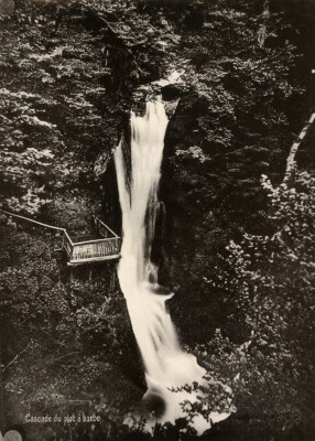 Frankreich Auvergne Cascade du Plat a Barbe Wasserfall altes Foto 1890