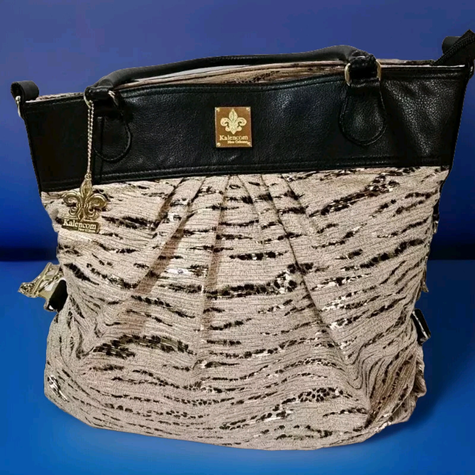 Kalencom Tote/Diaper Bag New Orleans Zip Double Handle Metallic Cheetah Print