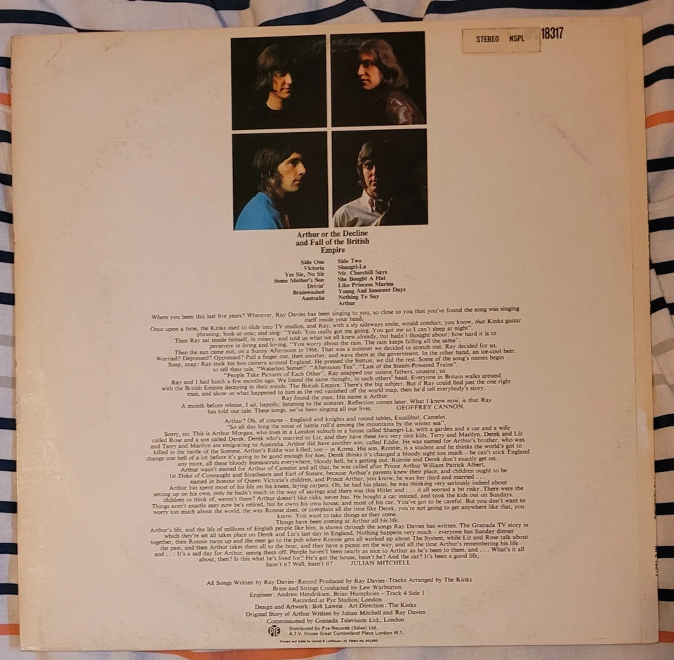 The Kinks / Arthur 1969 Pye Records UK Pressing NSPL 18317 Queen Victoria Insert - Image 2 of 4