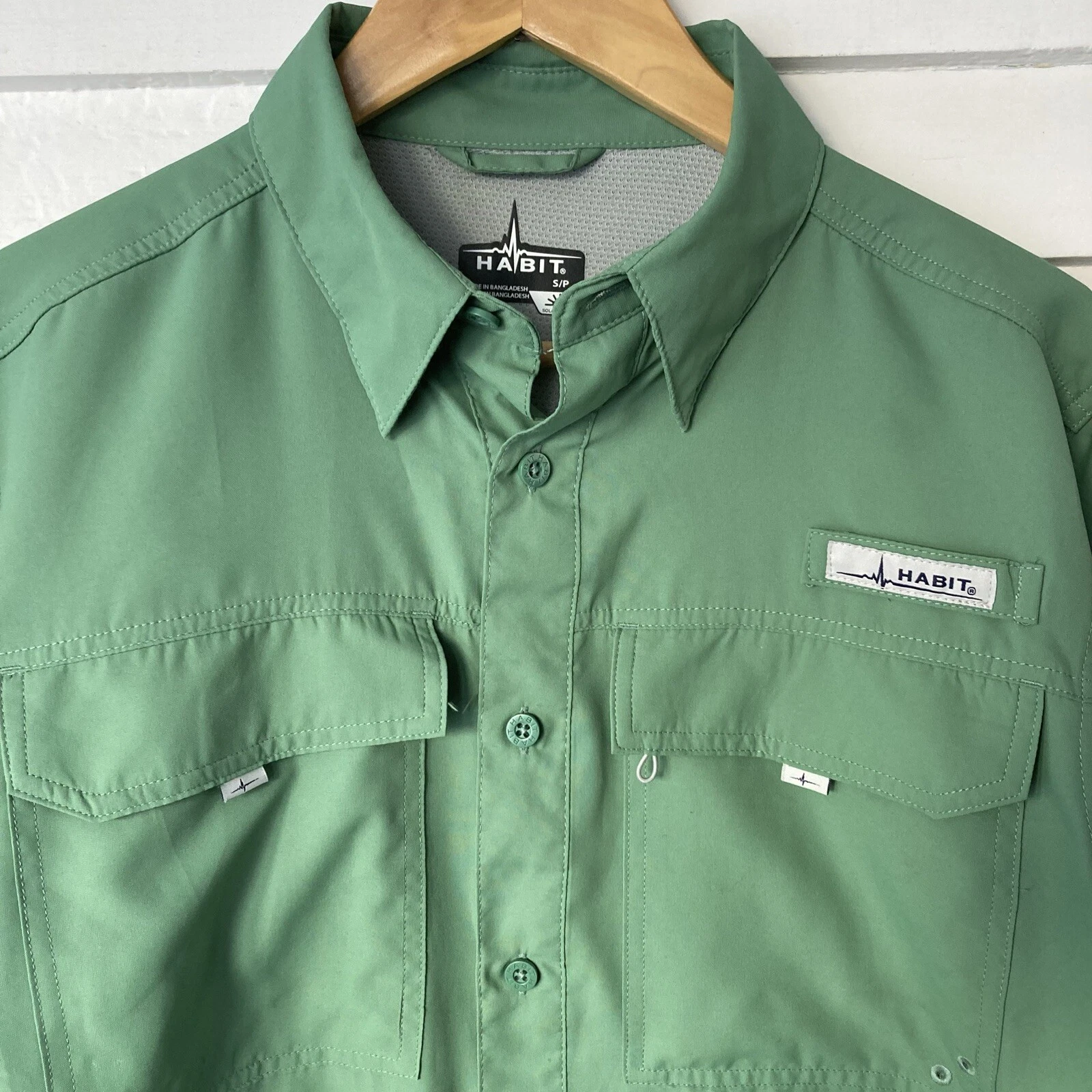 HABIT Fishing Shirt Mens Sz S Green Long Slv 40+ Solar Factor Hiking KONA RIVER