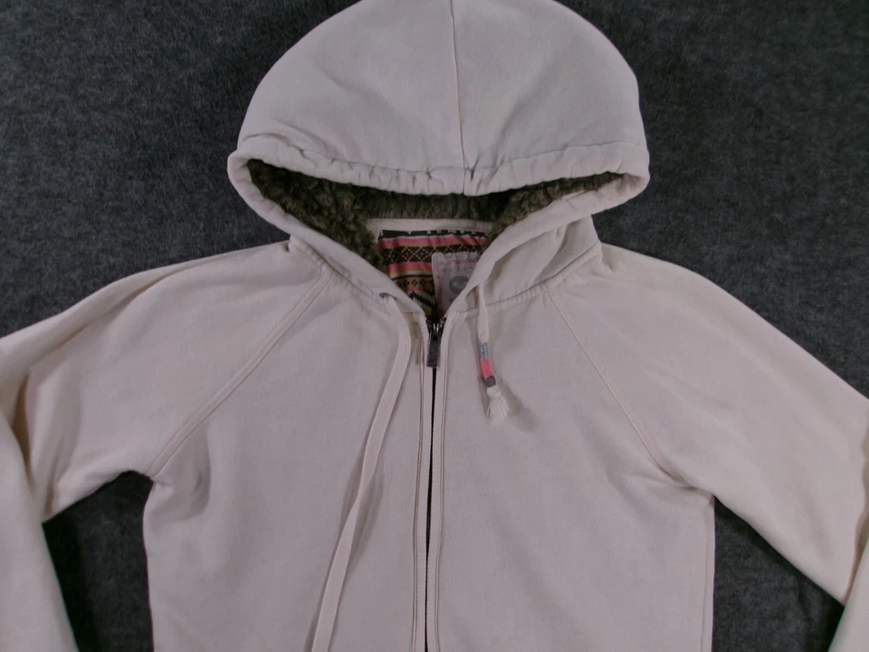 Roxy Sweatshirt Womens Medium White Hoodie Casual Full Zip Aztec Liner Preppy - Image 2 of 4