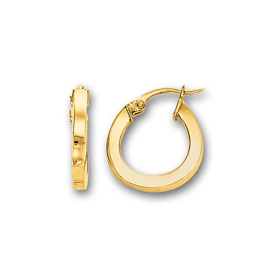 Kleine dicke Creolen 14 Karat Gelbgold quadratisches Rohr Design 17 mm rund 