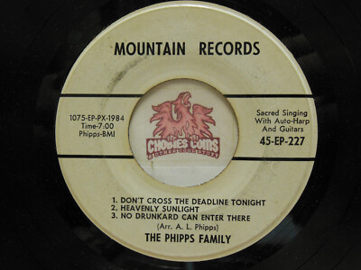 Phipps Family - Sacred Singing w/ Autoharp & Guitar, 6 Track EP, 45 RPM VG (15C)