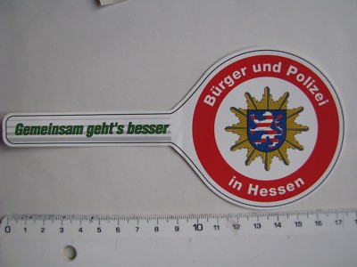 Aufkleber Sticker in Form einer Polizeikelle Polizei 17cm lang Bürger u. Polizei
