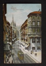 Postal Corso Vittorio Emanuele Trolley Historia Postal Milán Italia Años 1900