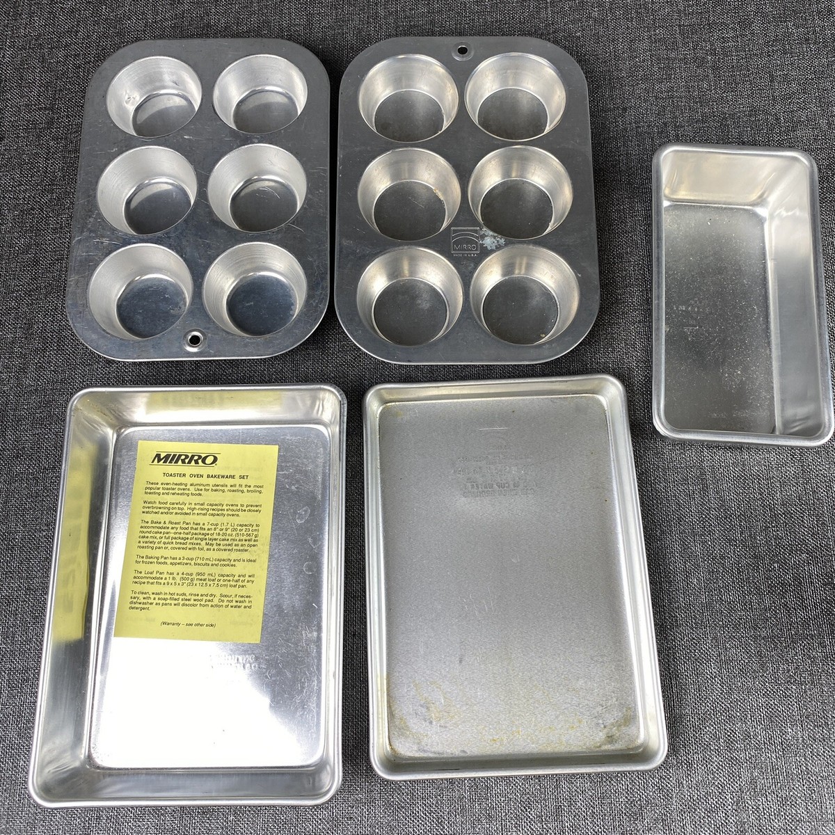Lot Mirro aluminum baking pans USA, Muffin Pans, Small Sheet Pans 