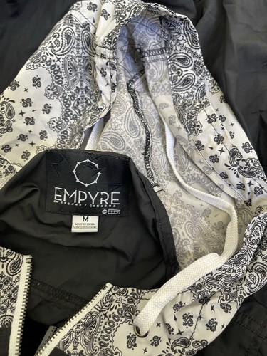 Empyre Nylon Windbreaker Jacket Black White Bandanna Patterned Size M/ NWOT - Picture 13 of 13
