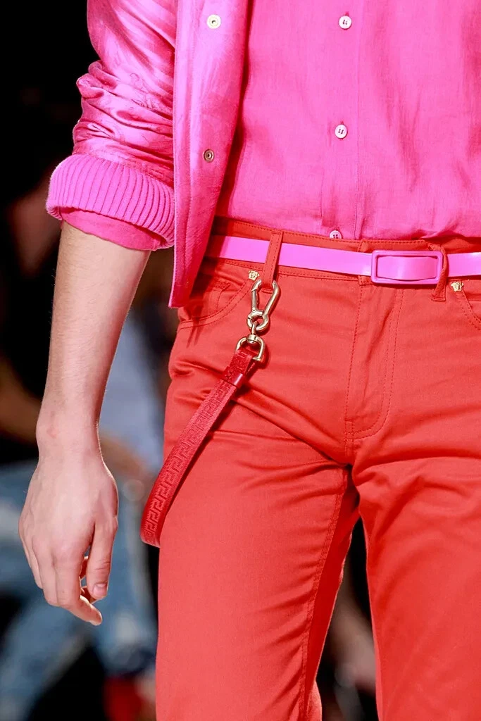 Camicia di lino rosa S S 2012 Look #31 Versace Runway per uomo 39 M (15 1 2")