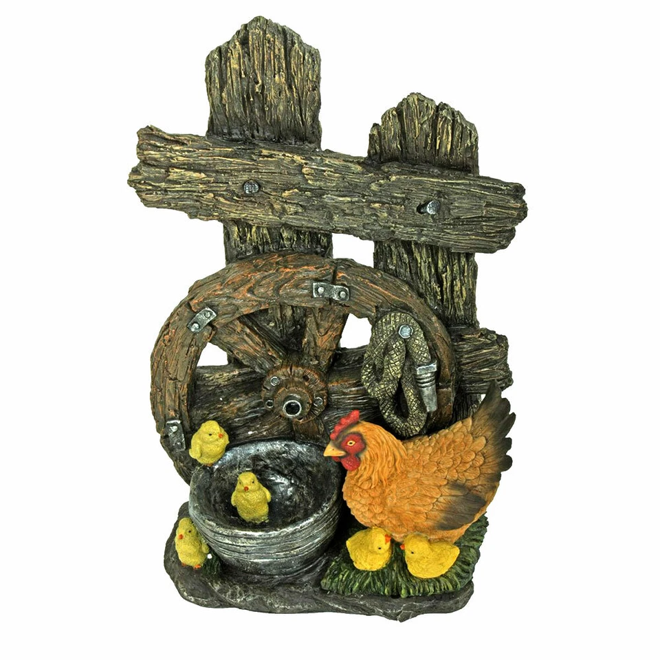 Außen Bereich Spring Brunnen Holz Küken Rad Deko Kaskade Terrassen Wasserspiel - Bild 2 von 3