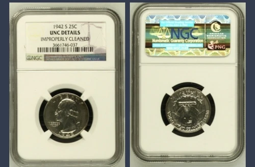 1942 S Quarter Uncirculated 25C NGC Verified.