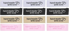 40Pcs Sewing Labels, Handmade with Love Labels Personalized Satin Embossed Tags