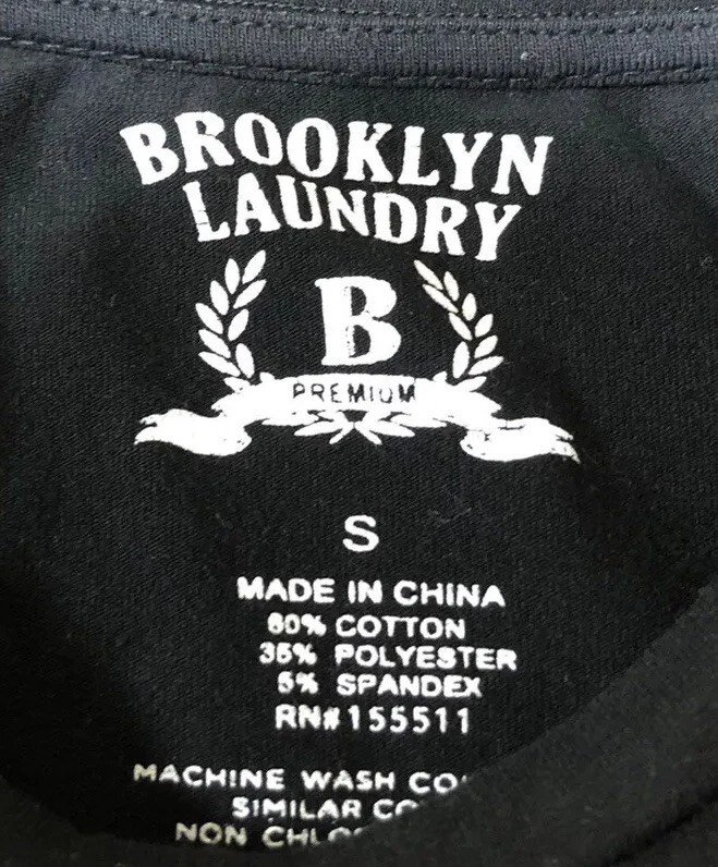 Camiseta Brooklyn Laundry #23 en relieve/para hombre (S) NEGRA algodón triple mezcla Foto 3 de 3