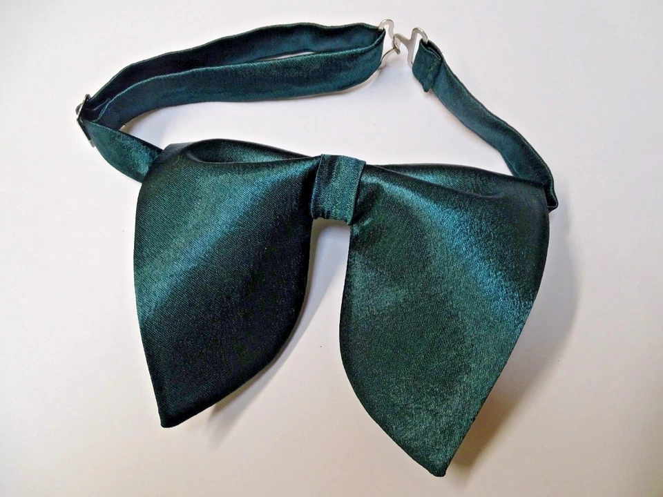 Pajarita de satén verde oscuro de gran tamaño hecha a mano estilo vintage años 70 boda graduación Foto 3 de 3