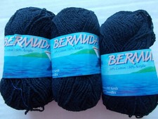 Brunswick Bermuda cotton blend yarn, black, lot of 3 145 yds each 