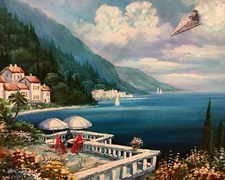 Darth Vader Star Wars Imperial art print poster upcycled thrift store painting