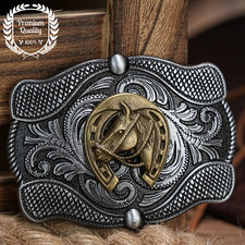 PREMIUM SHOEHORSE HEAD Belt Buckle Metal Zinc Alloy Vintage Retro Cowboy Western