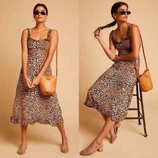 Faithfull the Brand Leopard Midi Dress, Size L/8 
