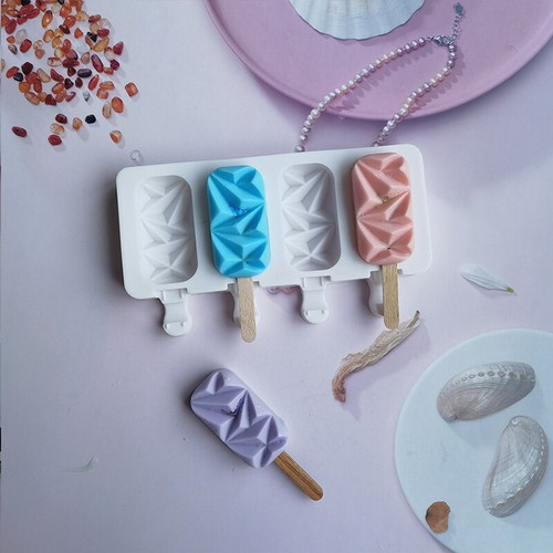 4-grid Chocolate Popsicle Silicone Mold With Irregular Stripe Design DIY Tool - Picture 6 of 8
