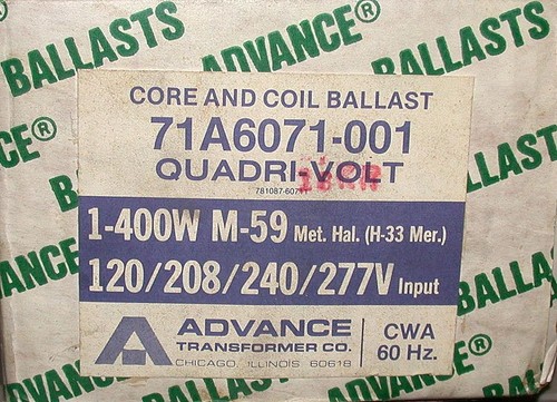 ADVANCE 71A6071-001 CORE AN COIL BALLAST KIT 400 WATT 120-277 VAC - 第 1/1 張圖片