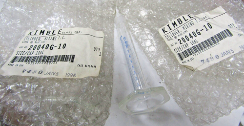 2)  NEW KIMBLE 10ML GRADUATED MIXING TC CYLINDER 20040G-10 LOT OF 2 - Picture 1 of 5