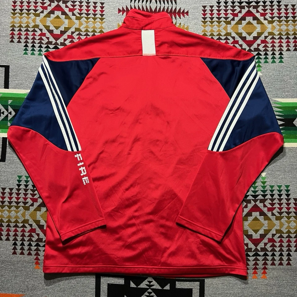 Chaqueta de Rescate de Bomberos Chicago Roja Adidas Climalite Cremallera Completa Talla XL Logotipo de Pista R1 Foto 2 de 4