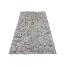 4'2"x6'3" Spanish Gray Afghan Angora Oushak Hand Knotted Wool Oriental Rug 21758