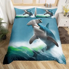 Erosebridal Shark Bedding Set Deep Sea Animal Duvet Cover Ocean Hammerhead Sh...