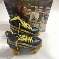 Vtg Colt GREAT SKATES Roller Yellow Black Stripes Mens 5 Womens 7 1980s FLAWS