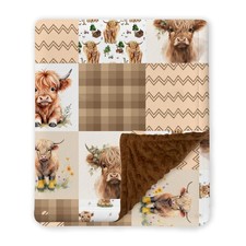 Highland Cow Baby Blanket, Western Minky Blankets for Boys Girls, Nursery Roo...