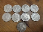 Lot of 9 -  Half Dollars - 90% Silver - (8) 1964 Kennedy (1) 1948 Franklin