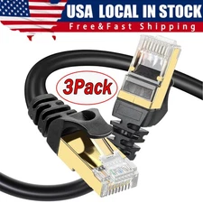 3Pack Cat 8 Ethernet RJ45 Cable Super Speed 40Gbps Patch LAN Network Gold Plated
