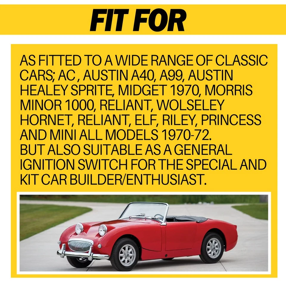 For Austin Morris Mini Minor Wolseley Hornet A99 Ignition Switch & Keys 13H337 - Image 2 of 4