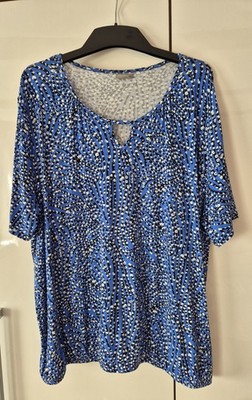 Sommershirt Gr. 50 52, von Laura Torelli,  locker fallend, blau gemustert nw 