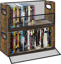 DVD Storage Rack 2 Pack, Stackable Media Organizer Holds 56 Dvds or 64 Blu Ray C