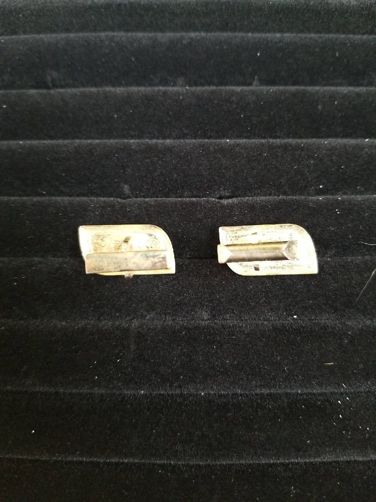 Stunning Vintage Gray Rectangular Cufflinks with … - image 3
