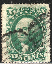 #35 US 10 CENT TYPE 2 GREEN WASHINGTON-USED-N/G-FINE-V/F