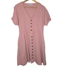 Madewell Womens Pink Lightspun Cotton Gauze Button Front Dress Size XS