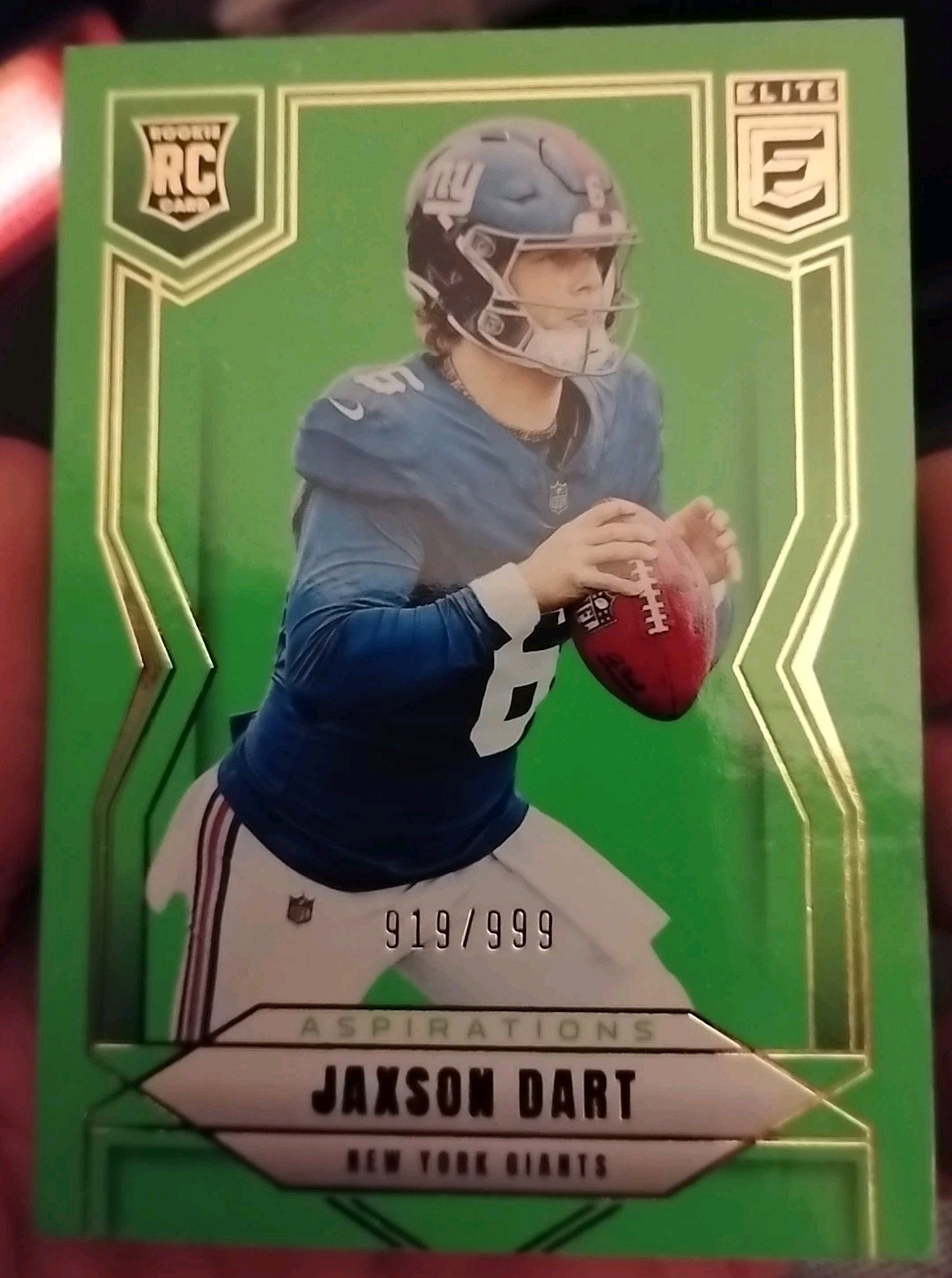 2025 Panini Donruss Elite - Rookies Jaxson Dart #103 Aspirations Lime Green /999