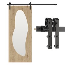 4FT-20FT Sliding Barn Wood Door Hardware J Shape Hanger Kit Single/Double Door