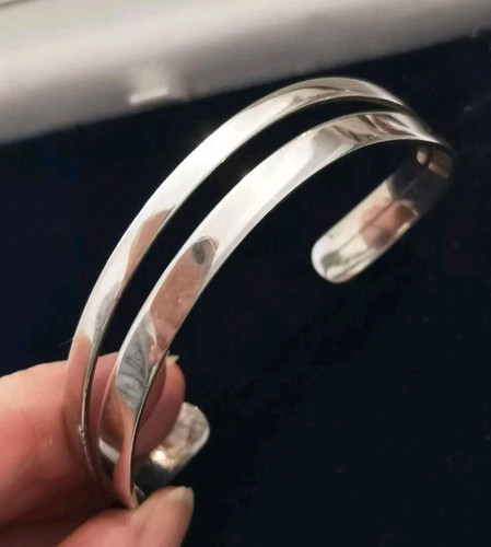 Sterling Silber Modernist asymmetrischer Torc Armreif - Statement Manschette - Bild 6 von 6