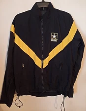 UNISEX Small Reg - APFU Jacket Army Black Gold PT Fitness Windbreaker--NEW ISSUE