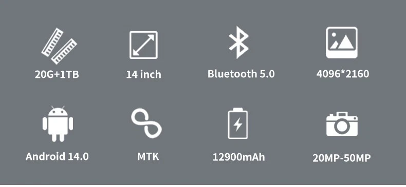 New 14 Inch tablet PC 20G+1TB ROM Android 14 Wifi 5G/4G Dual SIM Bundle Keyboard - Image 3 of 4