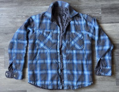 Men s Billabong Reversible Flannel Jacket Size Medium Blue/Gray Plaid