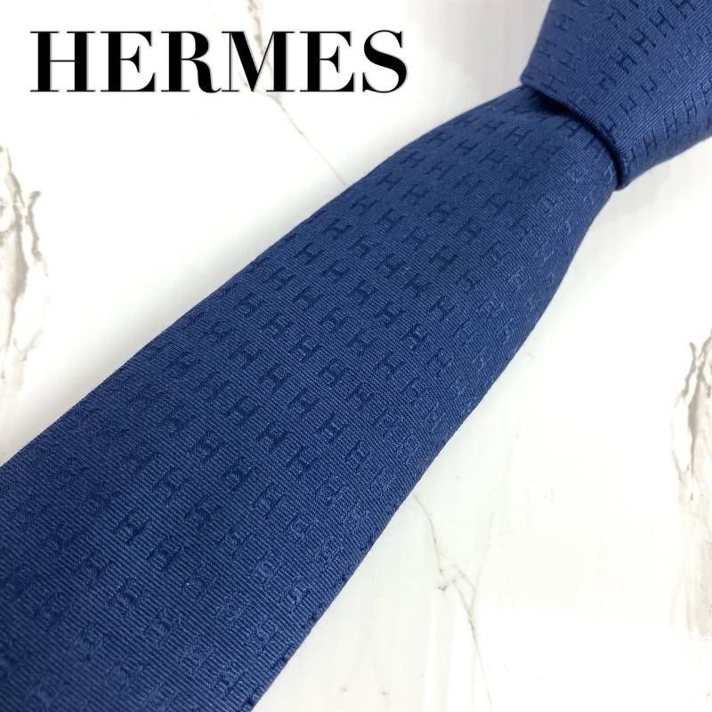 HERMES Tie  H Pattern H Weave Solid Plain Jacquar… - image 1