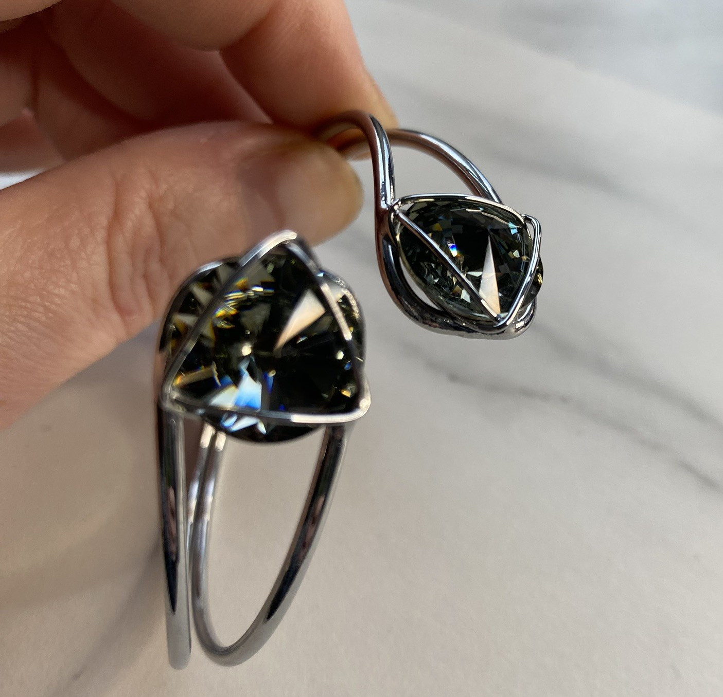 Solid Bracelet Cuff Made With Swarovski Crystal S… - image 3